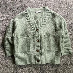 Zara Women's Light Green Button-Up Cardigan